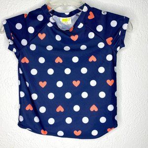Crazy 8 girl's M 7/8 short sleeved rash guard top in navy, white, and pink.